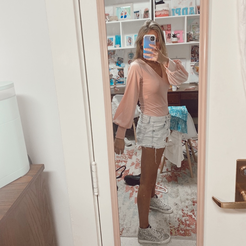 Shein velvet puff sleeve body suit